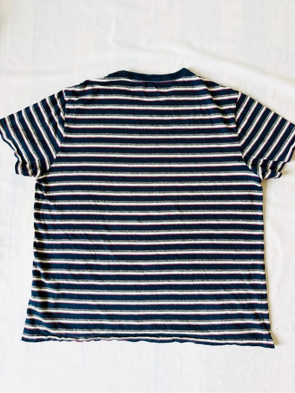 J.Crew Knit Goods Slub Cotton Striped T-Shirt Navy Blue Red Mens XL Unisex